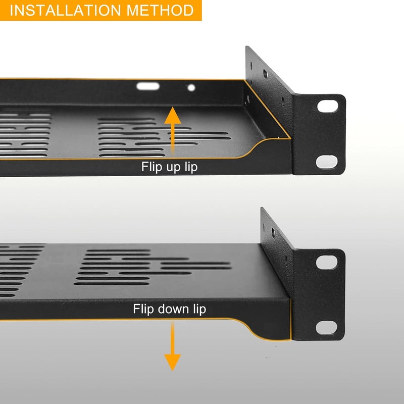 RIVECO 2 PCS 6” Rack Shelves for 19 inches Network Rack & Cabinets, 1U Rack Mount Shelf Vented Cantilever Tray, for Server, IT & Sound Equipment - Image 3